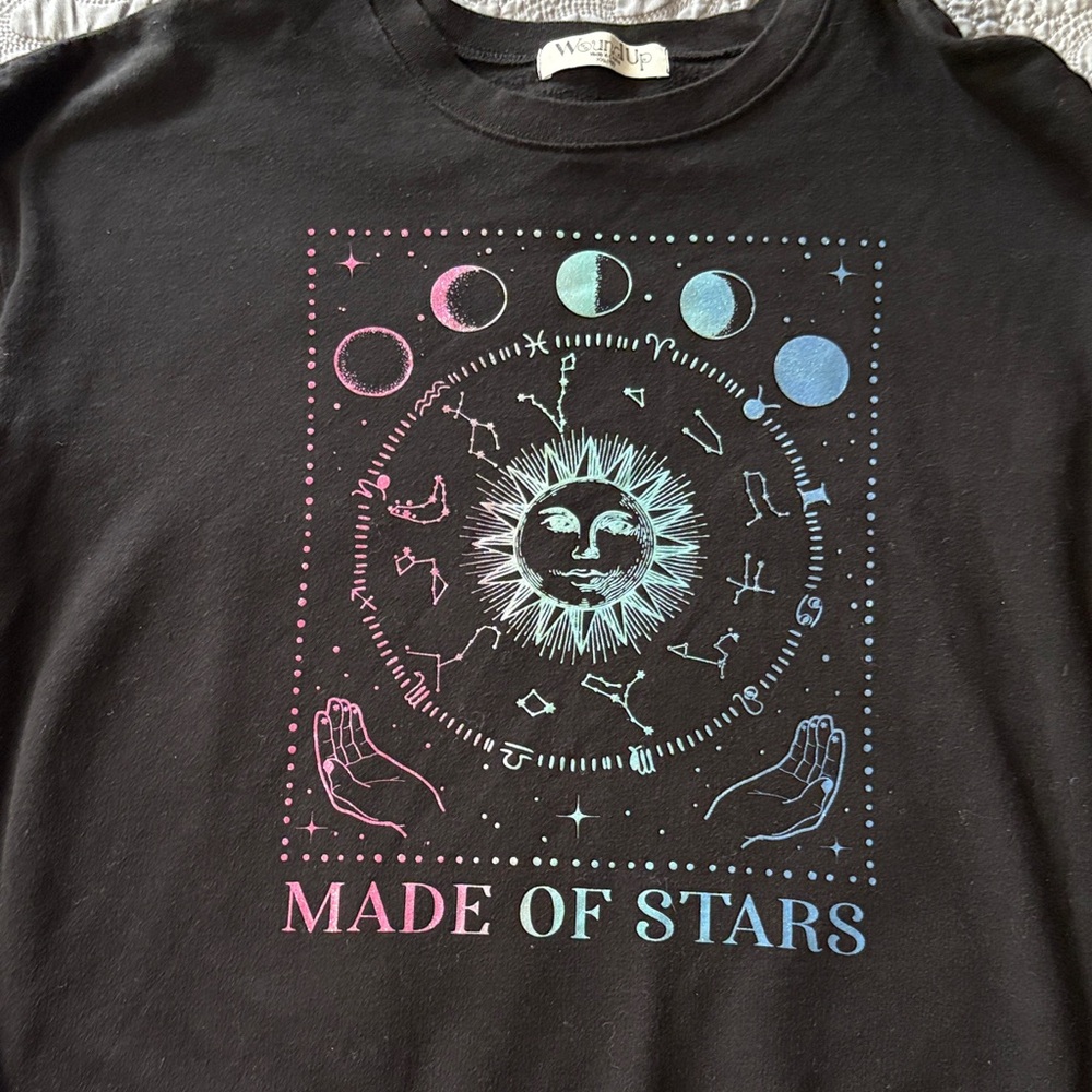 Wound Up Made of Stars Sweatshirt XXL (19) Celestial Astrology Moon Phases - Picture 9 of 14